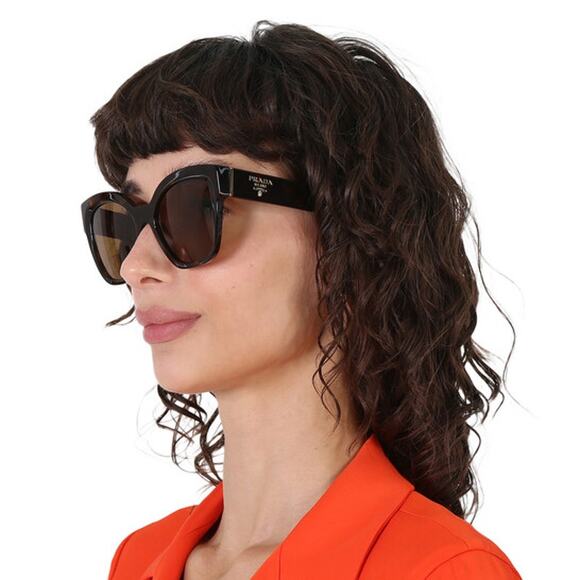 Prada Women's Dark Brown Polarized Cat Eye Sunglasses Made in Italy K27-16 - Picture 1 of 8